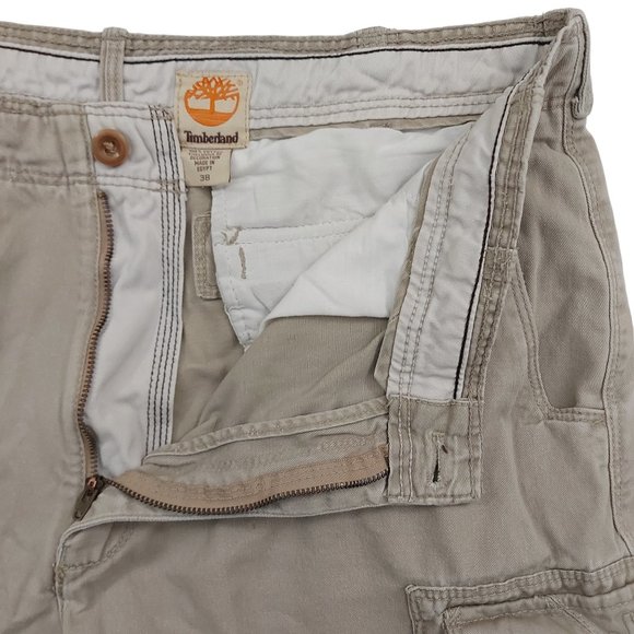 Timberland Cargo Shorts Mens 38 Beige Flat Front High Rise Cotton Outdoor Hiking - Picture 7 of 10